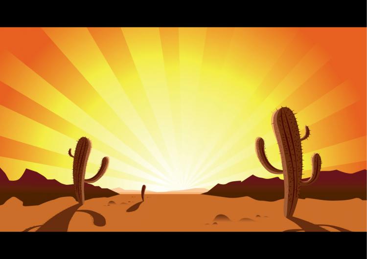 free vector Cactus in desert sunrise